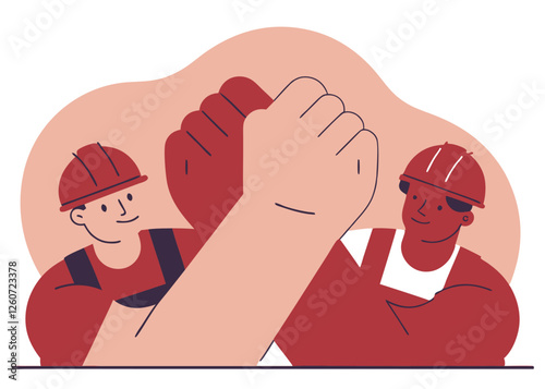 United We Stand. A Powerful Labor Day Handshake Vector unity union trust design 