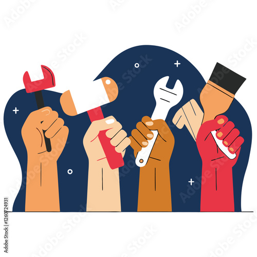 United Hands. A Labour Day Celebration of Unity and Teamwork hope tools craft   