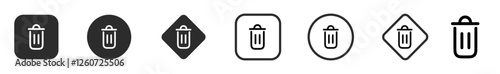 trash can icon set, Trash bin icon, Delete icon vector illustration. editable stroke outline icon