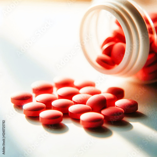 Red Pills on white background