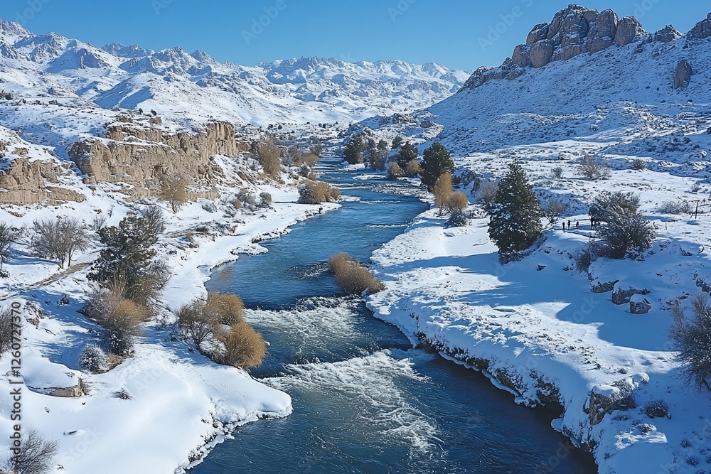 custom made wallpaper toronto digitalSnowy Mountain River Valley Scenery