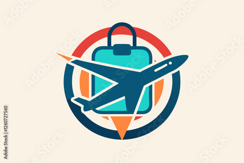 Viagens Globo Avião Barco Mala Palmeira Torre Eiffel - Vector Illustration