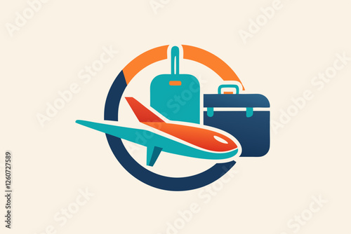 Viagens Globo Avião Barco Mala Palmeira Torre Eiffel - Vector Illustration