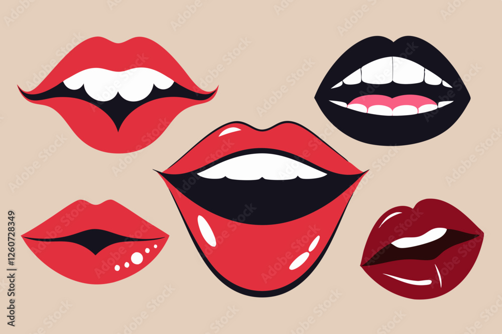 Women’s Lips and Mouth Silhouettes – Free Vector Illustrations Women’s Lips and Mouth Silhouettes – Free Vector Illustrations
