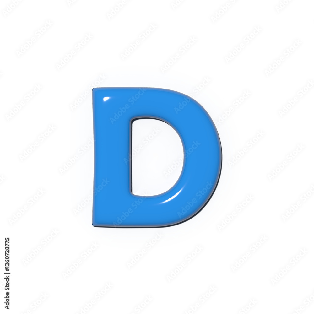 The letter 'D' rendered in a shiny blue hue The simple design is isolated on a clean white background highlighting the letter's smooth curves and form The letter 'D' rendered in a shiny blue hue The simple design is isolated on a clean white background highlighting the letter's smooth curves and form