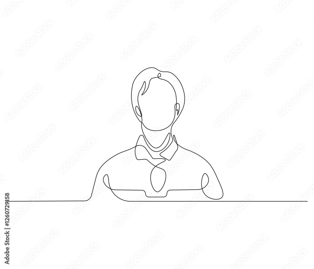 Fototapeta premium Continuous one line drawing of businessman. Single line drawing illustration of businessman are thinking. Businessman concept vector art. Doodle line illustration.