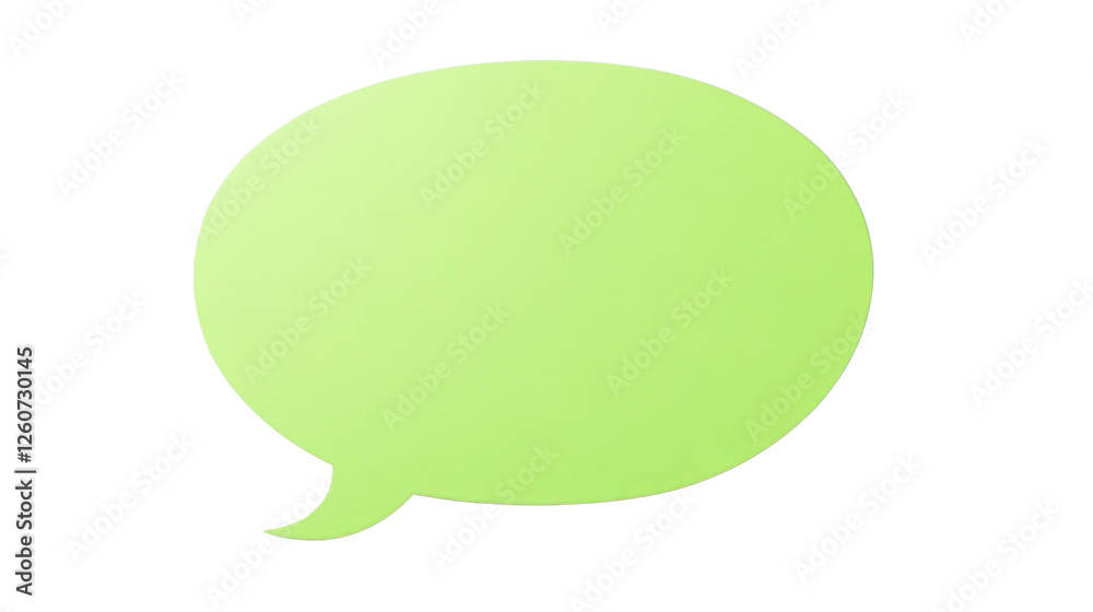 Green speech bubble communicating a message on transparent background