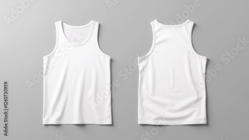 White tank top mockup front and back view on a gray background