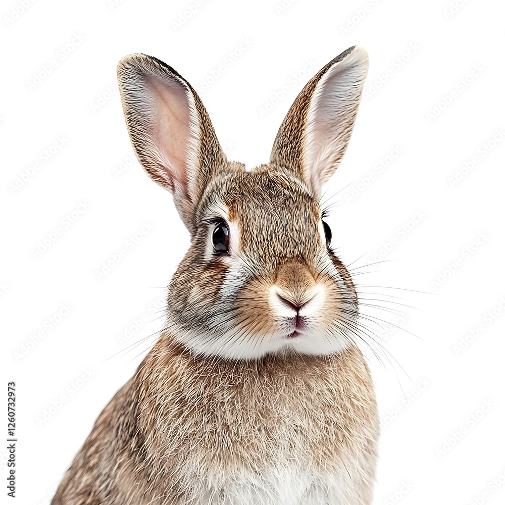 Obraz premium Cute brown rabbit, white background, pet, Easter