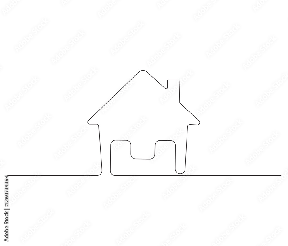 Continuous one line drawing of house. Single line drawing illustration of dream house. Architecture home concept vector art. Doodle line illustration. Continuous one line drawing of house. Single line drawing illustration of dream house. Architecture home concept vector art. Doodle line illustration.