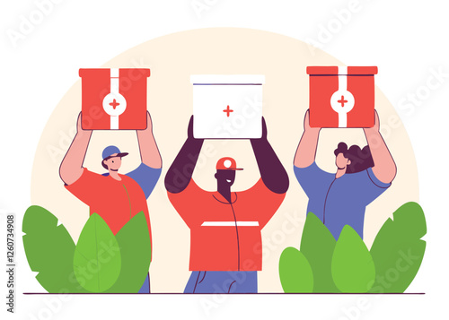 Teamwork Triumphs. Labor Day Delivery Workers Unite heavy boxes unity happy     
