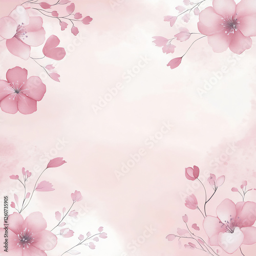 light pink background with small flowers in the corners,