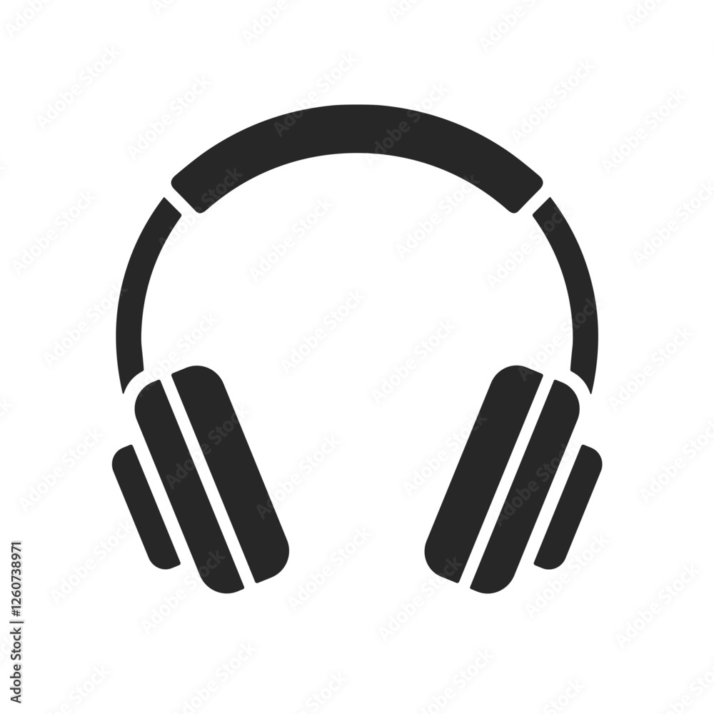Stylish black headphone icon on transparent background, modern simplicity Stylish black headphone icon on transparent background, modern simplicity