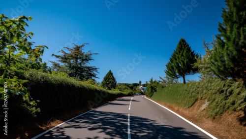 road, with the sky, fairy  tale, blue color
