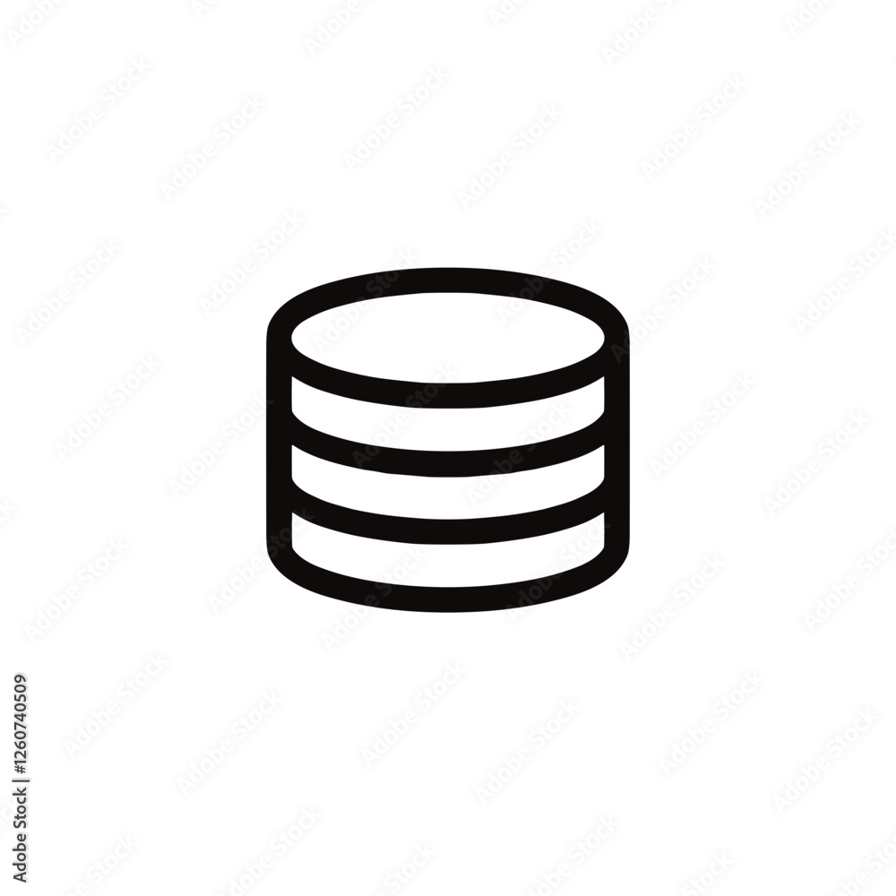Database icon in black line art, minimalist design concept Database icon in black line art, minimalist design concept