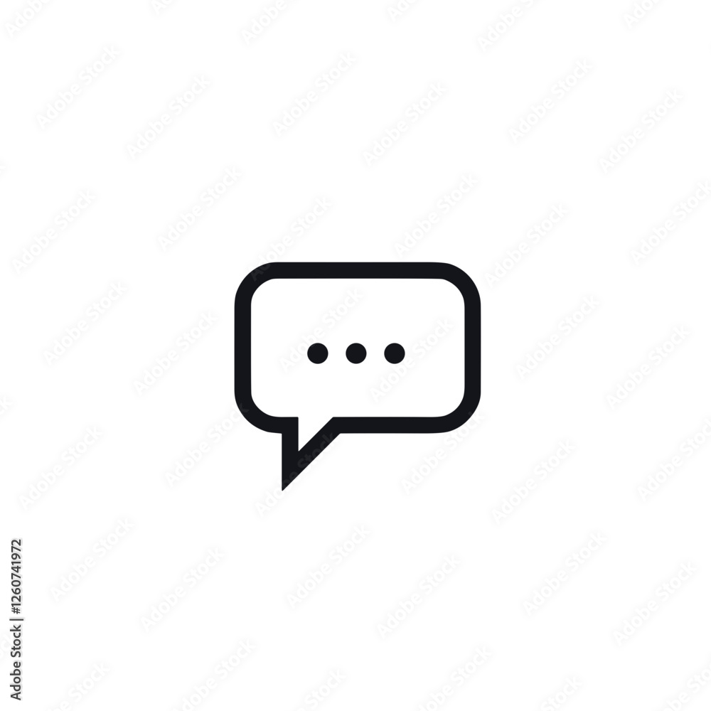 Fototapeta premium Icon of a message bubble in black line art, clear communication