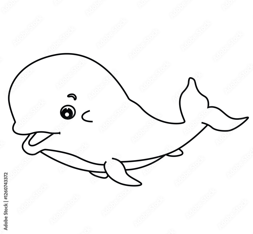 Cute cartoon hand drawn vector funny baby Dolphin coloring page. Cute cartoon hand drawn vector funny baby Dolphin coloring page.