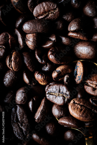 Roasted coffee beans, close-up photo