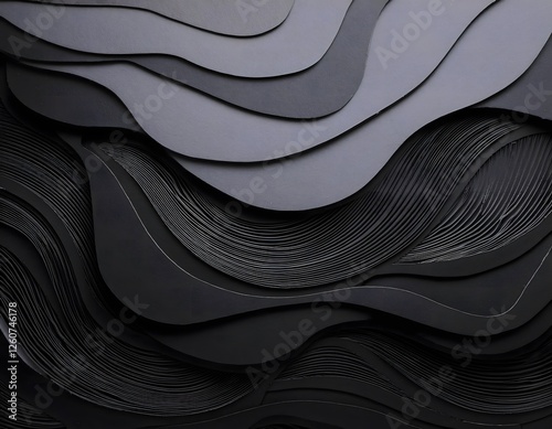 Elegant Wavy Black Abstract