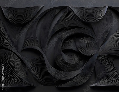 Elegant Wavy Black Abstract