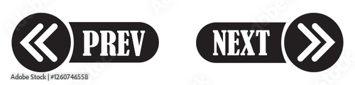 Previous and Next navigation buttons set. Web buttons with arrow for web site and user interface . Next previous arrow buttons ui design. Forward backward interface elements ux. Vector illustration
