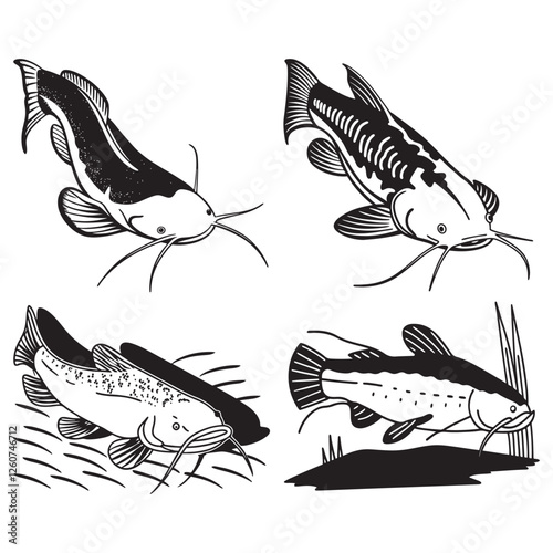 Set of fish silhouettes