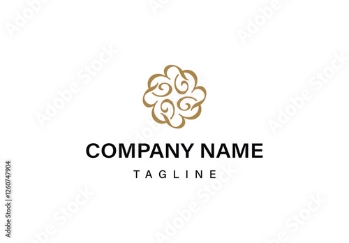 Elegant company logo design with abstract floral pattern in gold hue