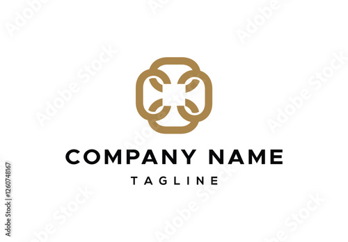 Elegant Interlocked Symbol Logo, Gold Geometric Design for Branding Identity