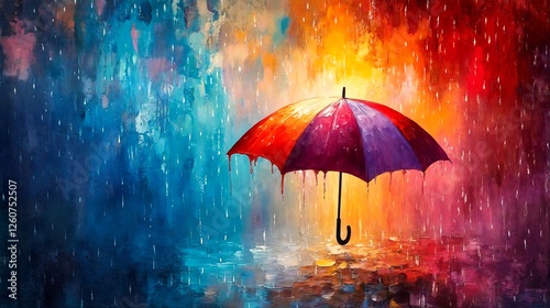 Wallpaper Mural the painting of an umbrella is a vibrant and imaginative depiction of a rainy day, featuring a colorful umbrella as its central theme. Torontodigital.ca