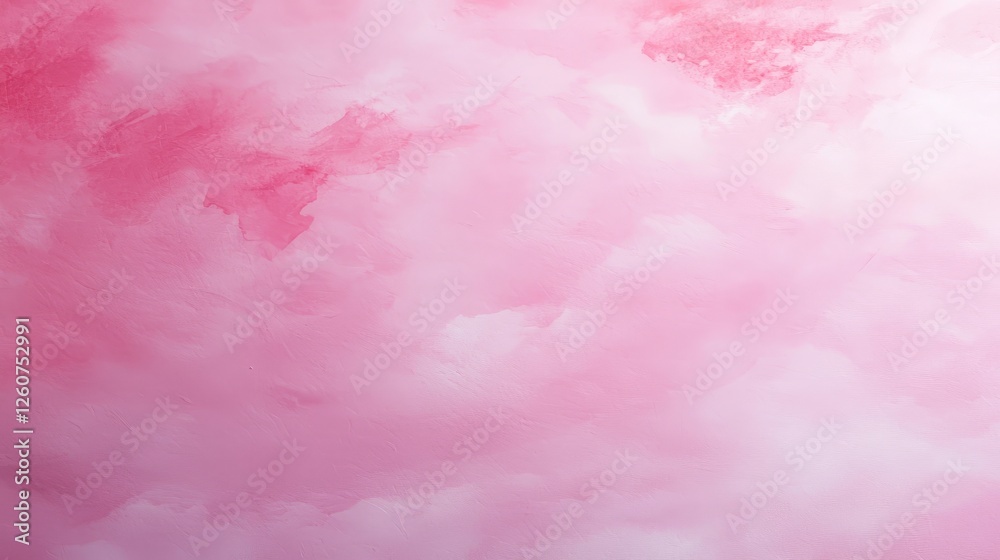 Fototapeta premium Dreamy pink watercolor background with soft white clouds, a serene and airy design