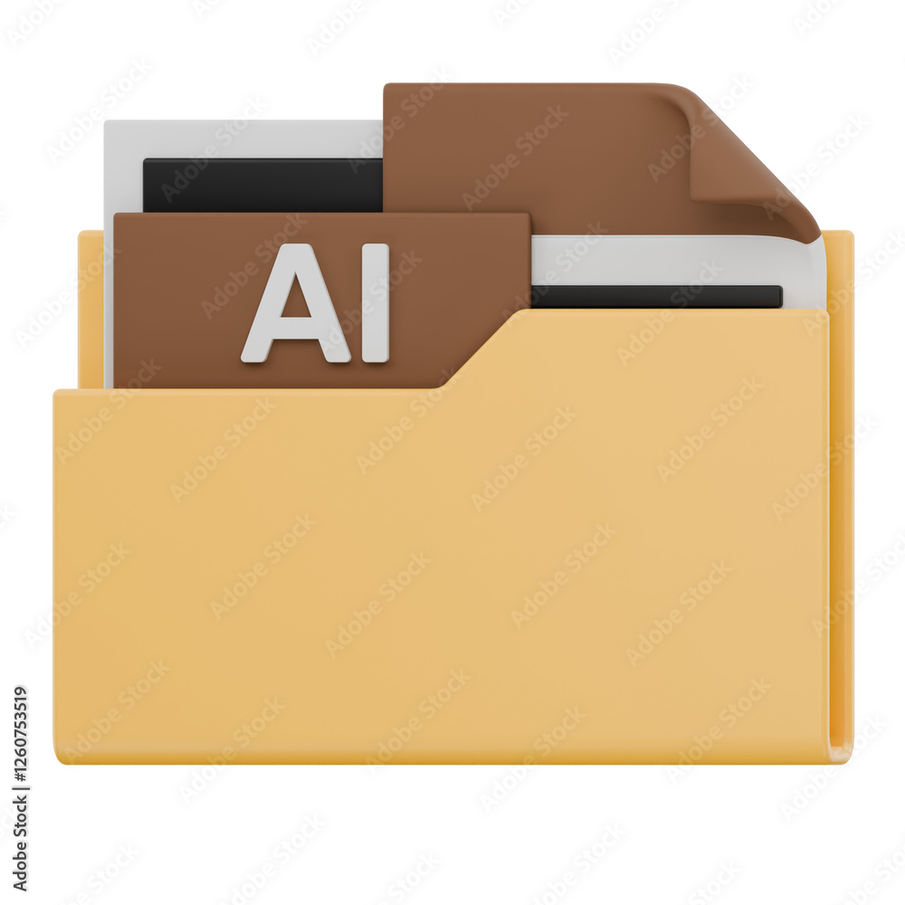 3D AI File Folder Format Icon 3D AI File Folder Format Icon