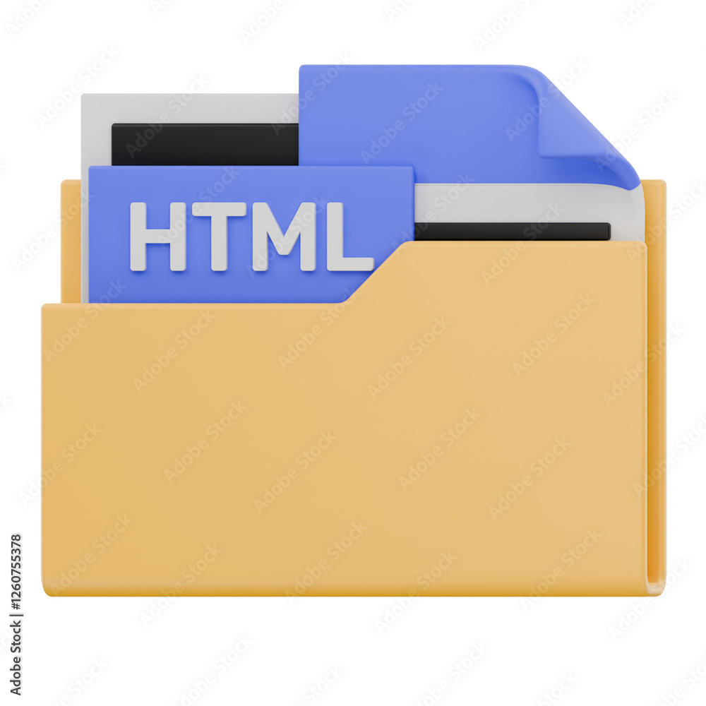 3D HTML File Folder Format Icon 3D HTML File Folder Format Icon