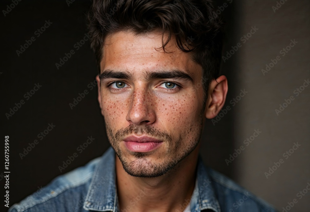 a man with freckles on his face is posing for a picture a man with freckles on his face is posing for a picture