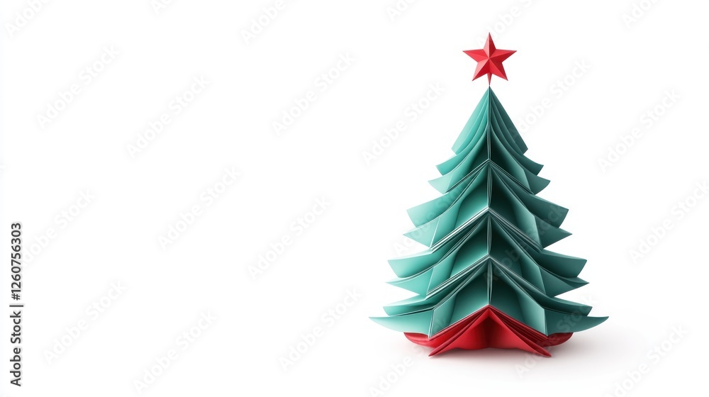 Origami Christmas Tree on White Background Origami Christmas Tree on White Background