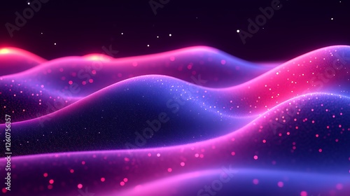Abstract Pink And Blue Glittering Waves
