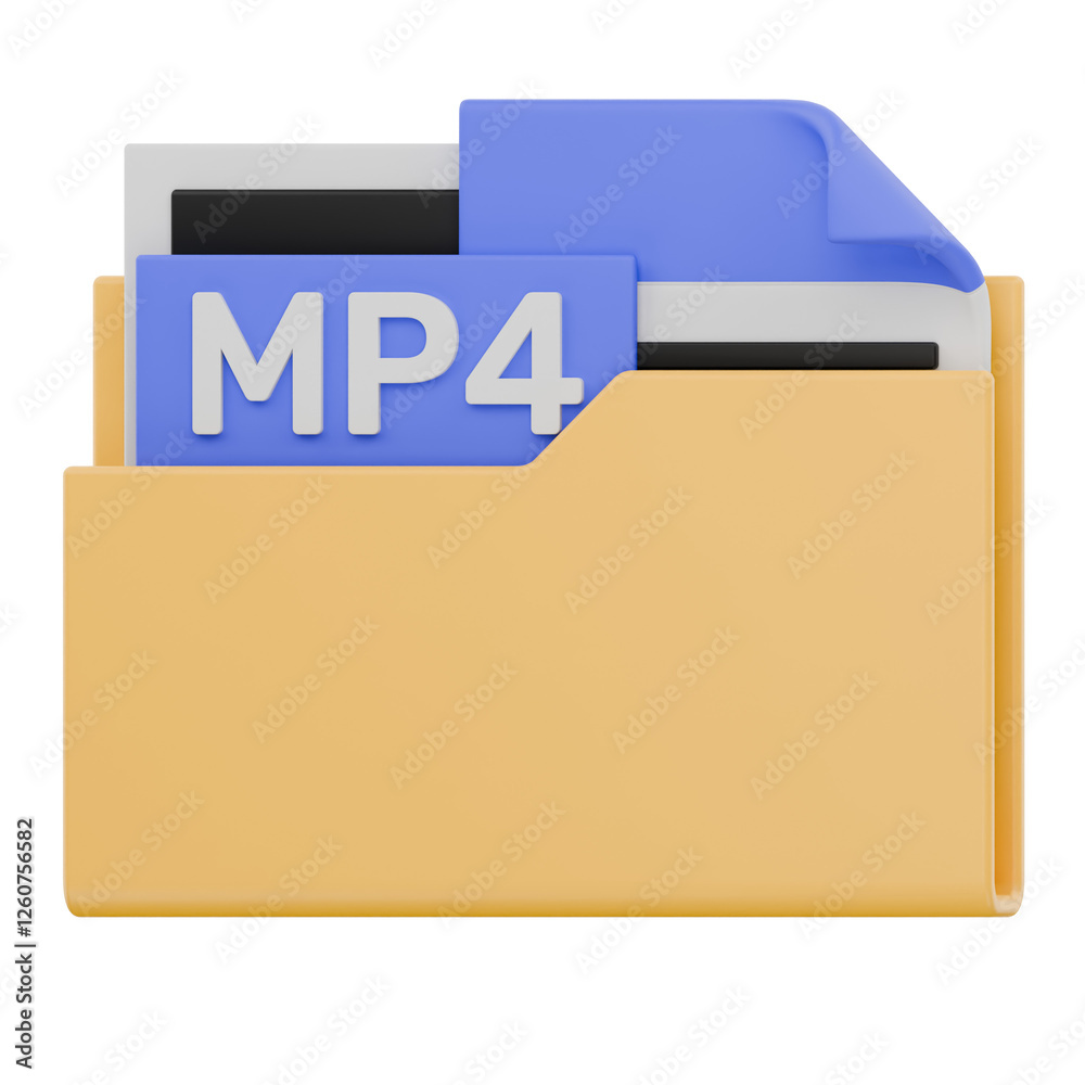 3D MP4 File Folder Format Icon 3D MP4 File Folder Format Icon