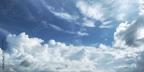 The sky environment. Day in color blue and white background images 