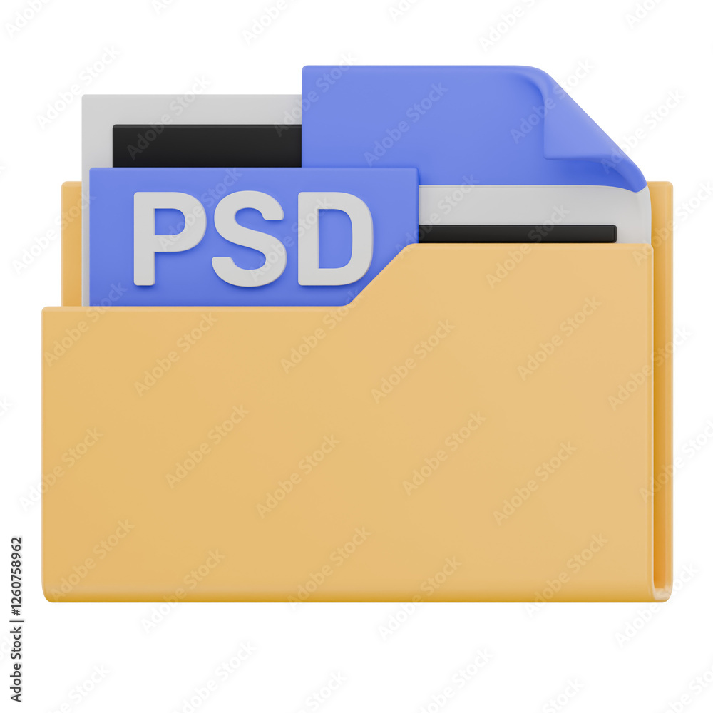3D PSD File Folder Format Icon 3D PSD File Folder Format Icon