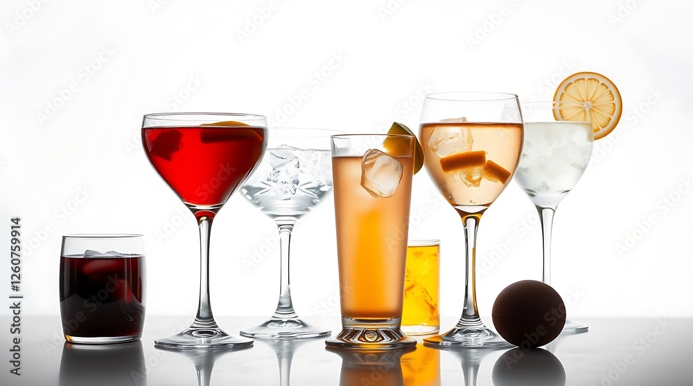 Cocktail Collection Isolated on White Background Cocktail Collection Isolated on White Background