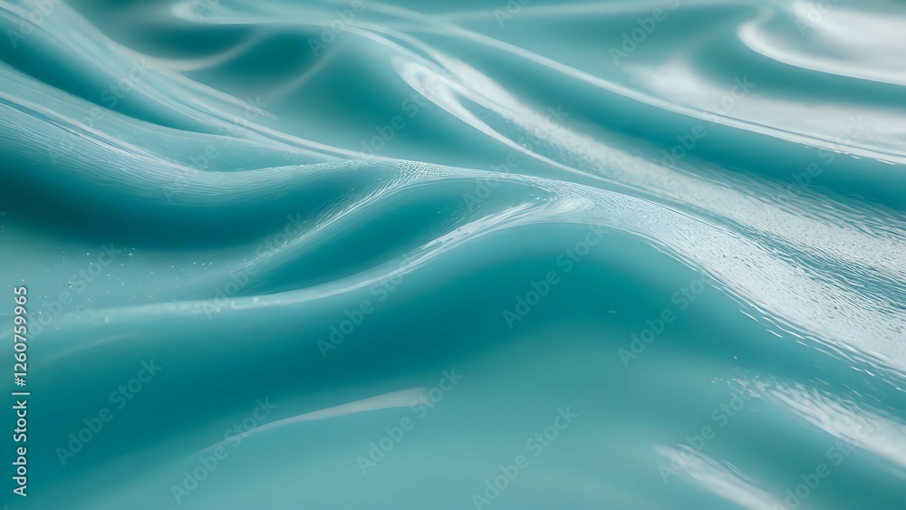 Obraz premium Soft turquoise and pastel blue fluid transitions, blending seamlessly with smooth, airy textures, creating a tranquil and refreshing abstract composition