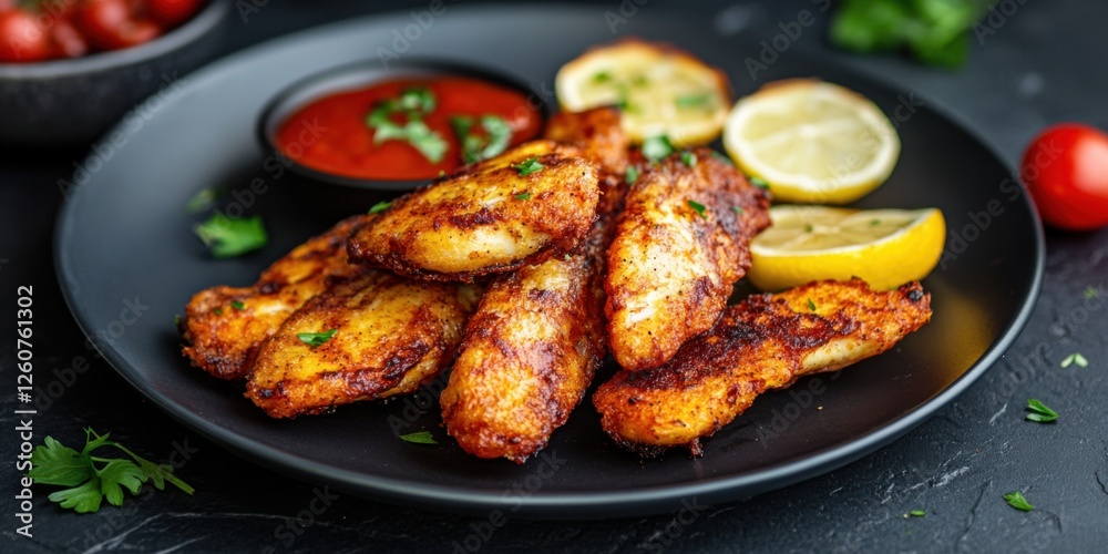 Deliciously Grilled Chicken Strips Enhanced with Zesty Lemon and a Spicy Sauce Recipe Deliciously Grilled Chicken Strips Enhanced with Zesty Lemon and a Spicy Sauce Recipe