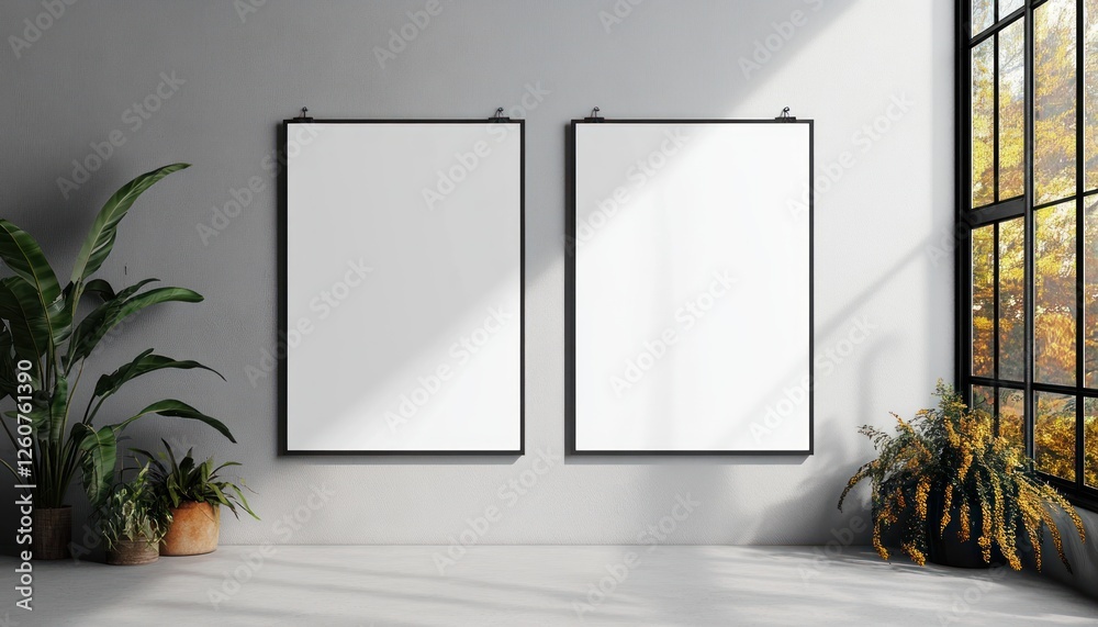 Minimalist Scandinavian Design Two Blank White Posters Mockup Minimalist Scandinavian Design Two Blank White Posters Mockup
