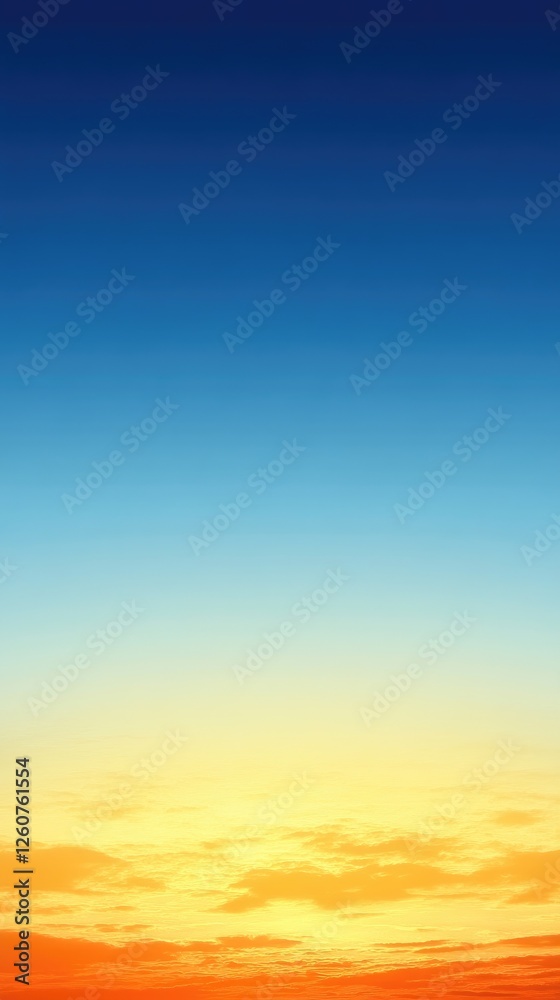 Fototapeta premium Vibrant Sunset Sky with Gradient Colors from Deep Blue to Warm Yellow Horizon