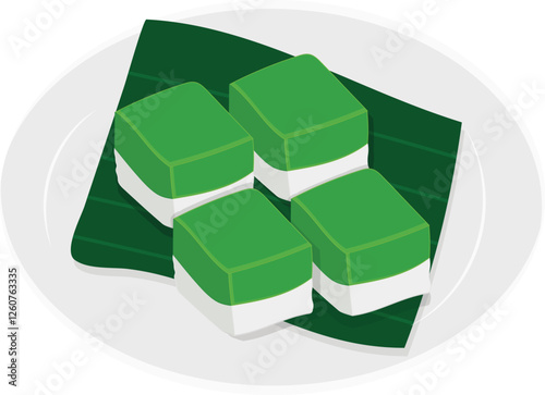 Kuih seri muka malaysian traditional food vector illustration