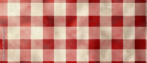 A classic red and white checkered tablecloth, evoking a cozy and rustic dining atmosphere.