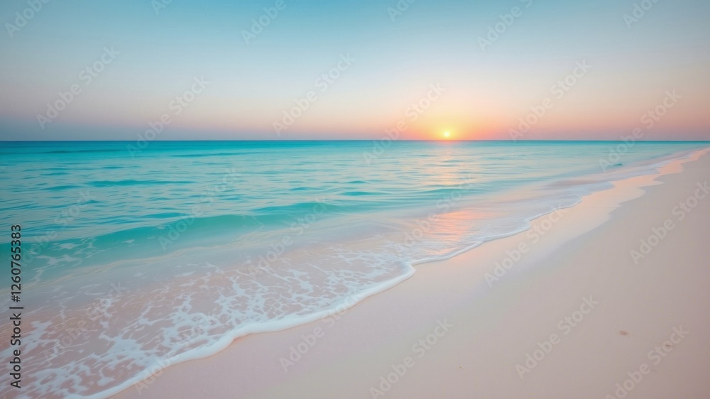 Pristine Beach with Crystal Clear Waters at Sunrise Pristine Beach with Crystal Clear Waters at Sunrise