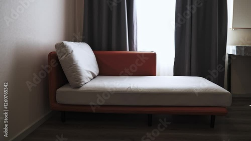 Automatic curtains open in the living room