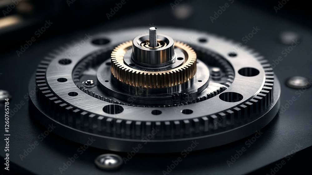 A close-up photograph of two metallic gears with a dark background. A close-up photograph of two metallic gears with a dark background.