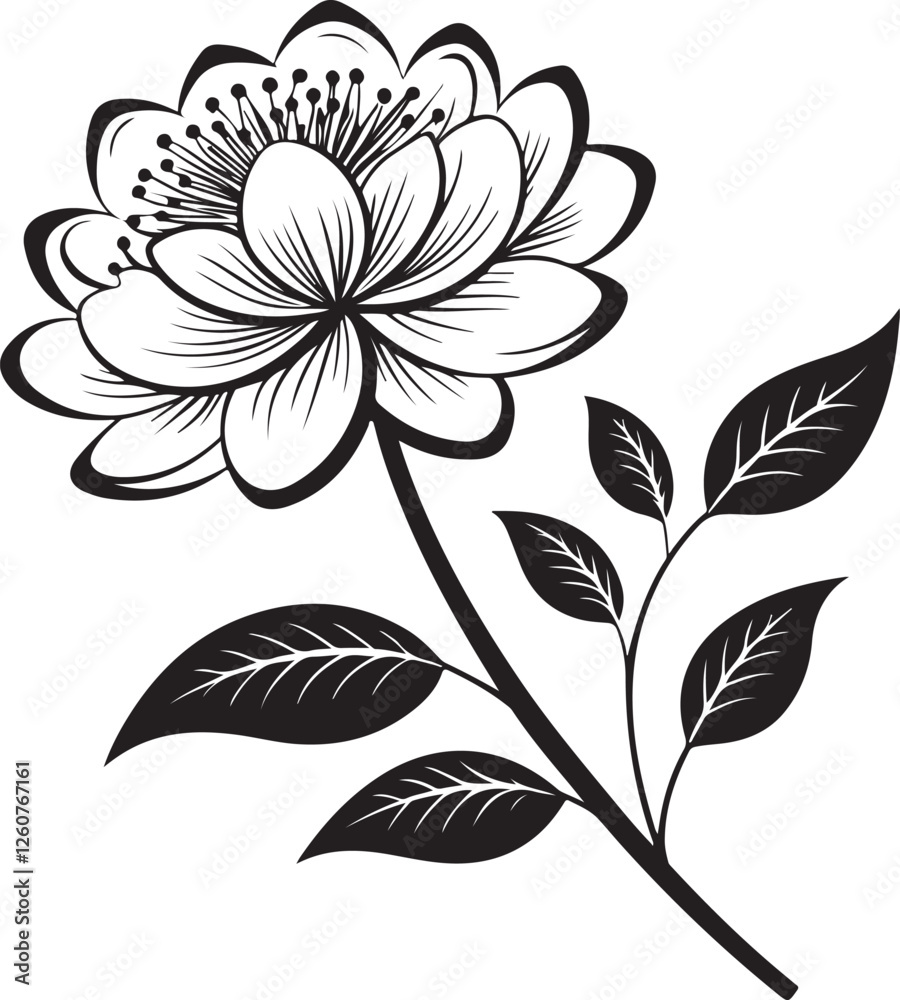 Obraz premium Black Flower Silhouette Vector Art