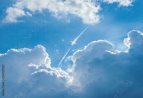 the airplane climbs hight flight cloud sky photo